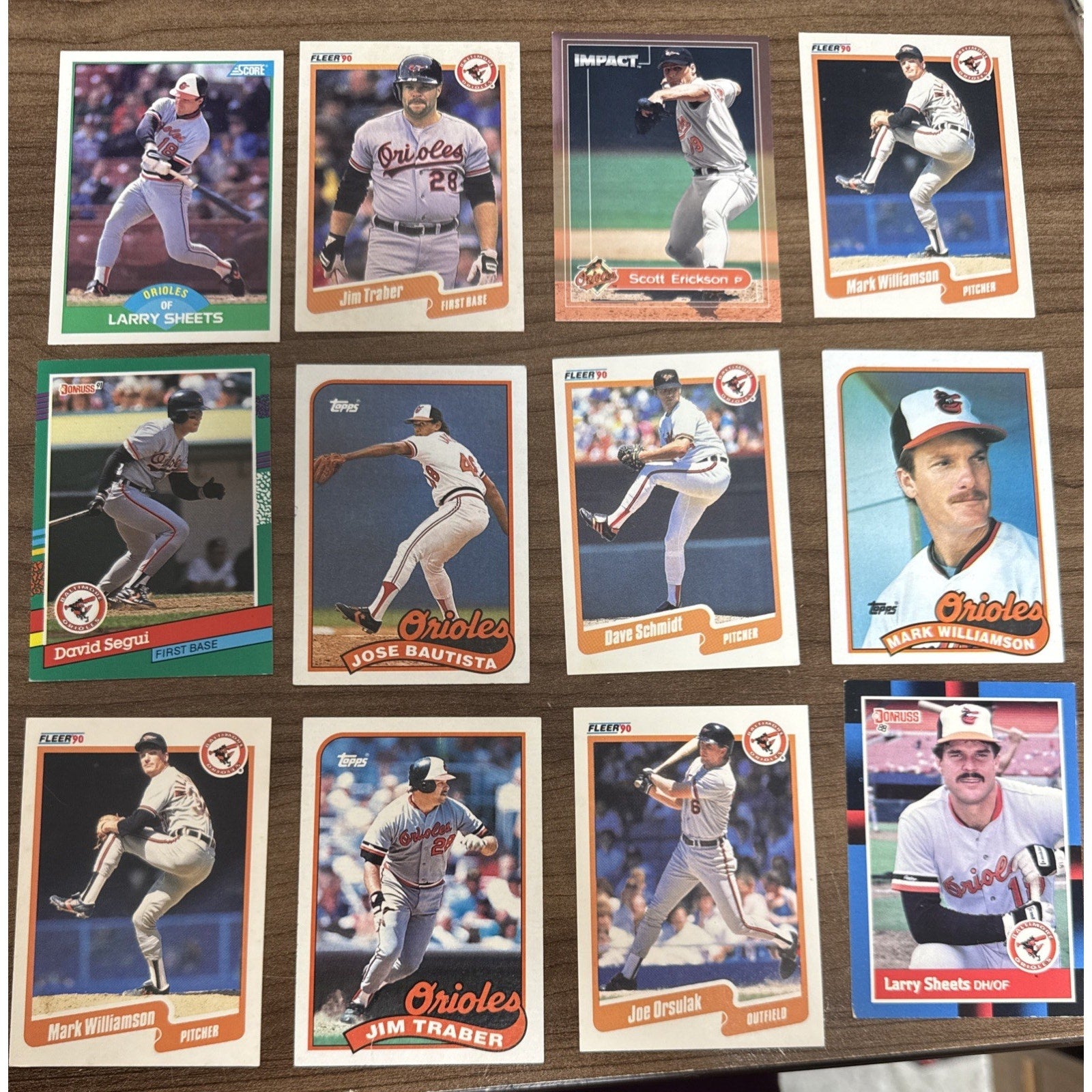Lot of 57 Baltimore Orioles MLB Topps Baseball Trading Cards assorted 1980-1992