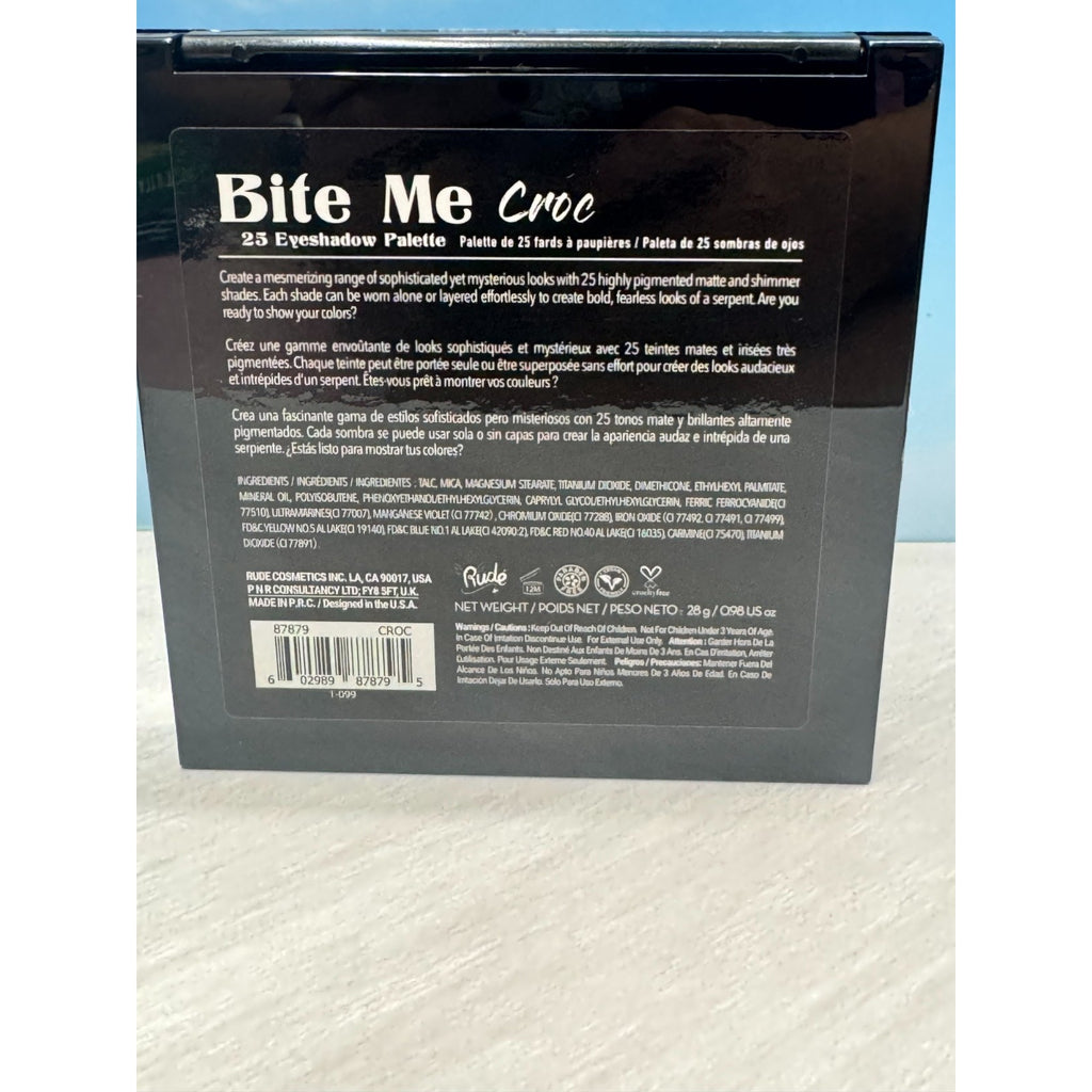 Rude Cosmetics Bite Me Croc 25 Eyeshadow Palette Matte & Shimmer Shades