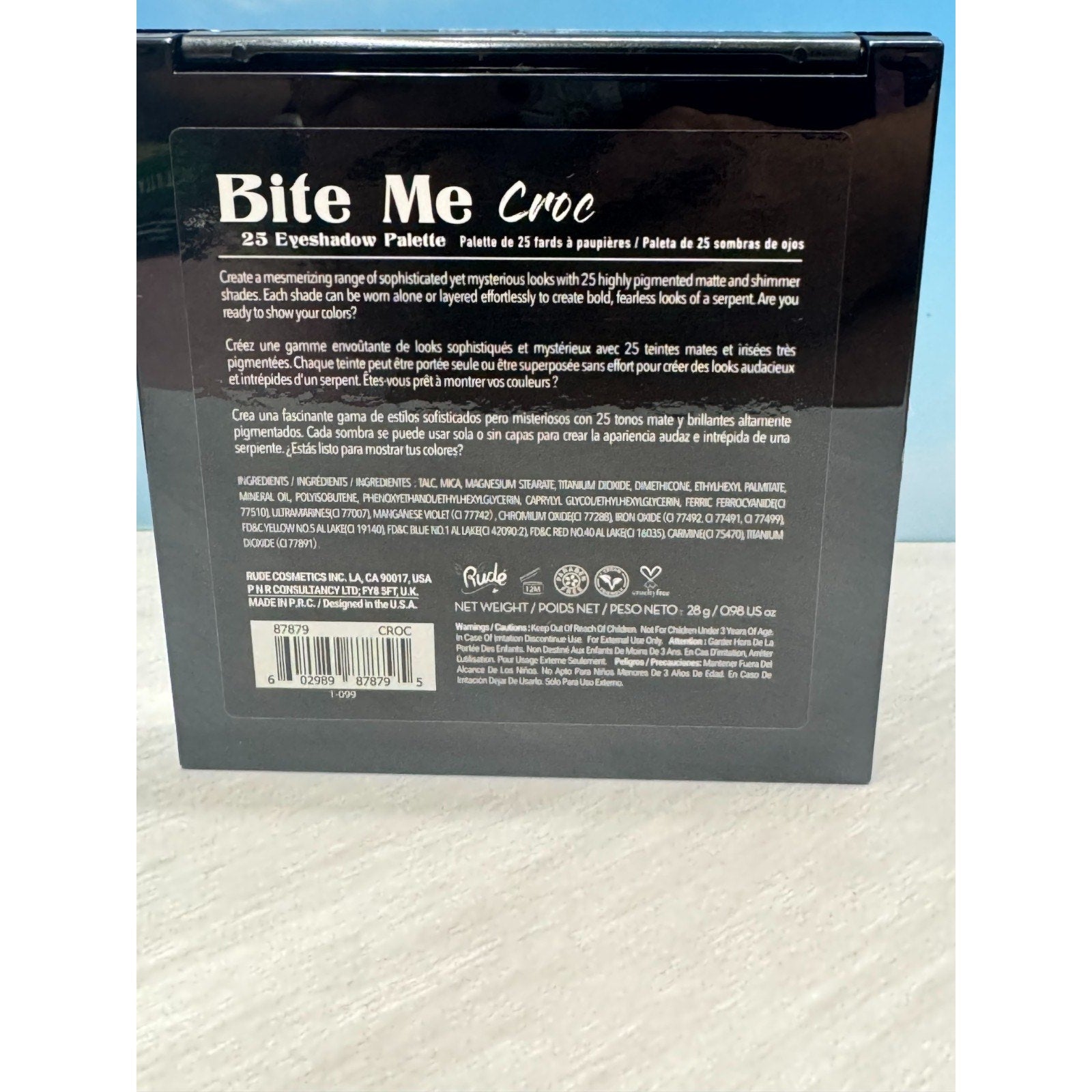Rude Cosmetics Bite Me Croc 25 Eyeshadow Palette Matte & Shimmer Shades