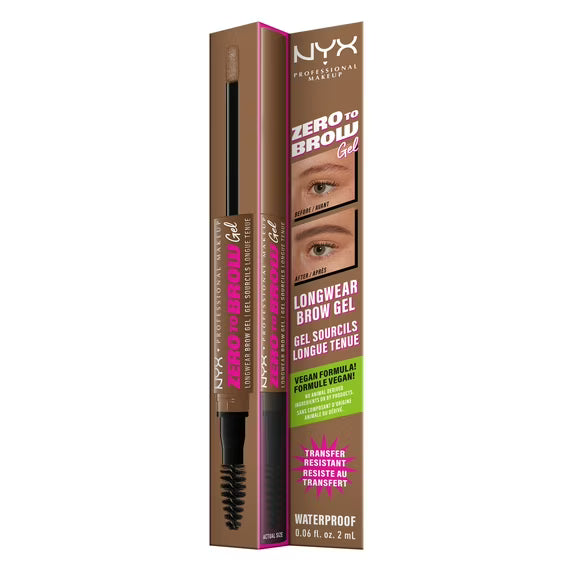NYX Professional Makeup Zero to Brow Longwear Eyebrow Gel, Taupe, 0.06 fl oz