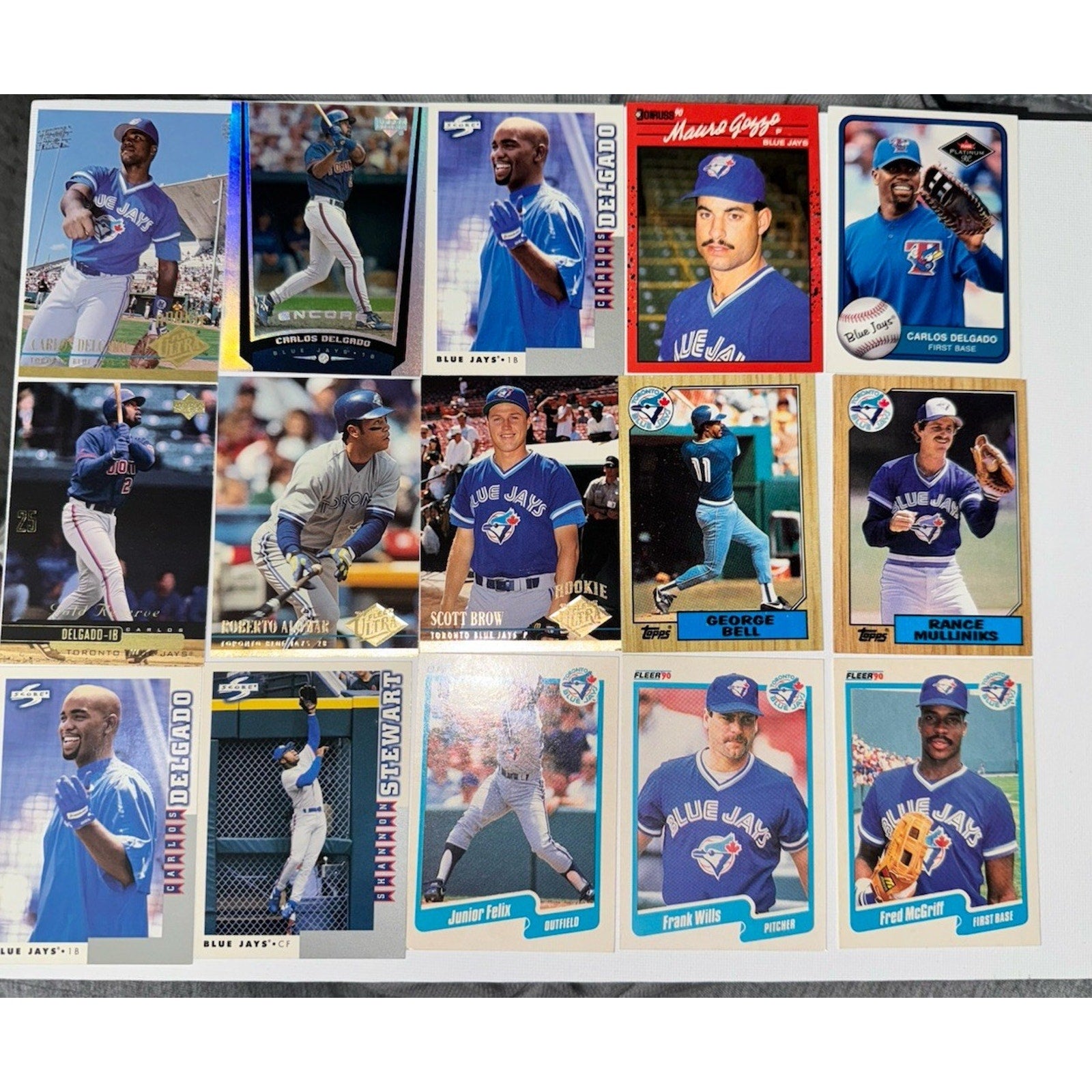 MLB Baseball Card Lot 53 Toronto Blue Jays Delgado Halladay Alomar Good Cond