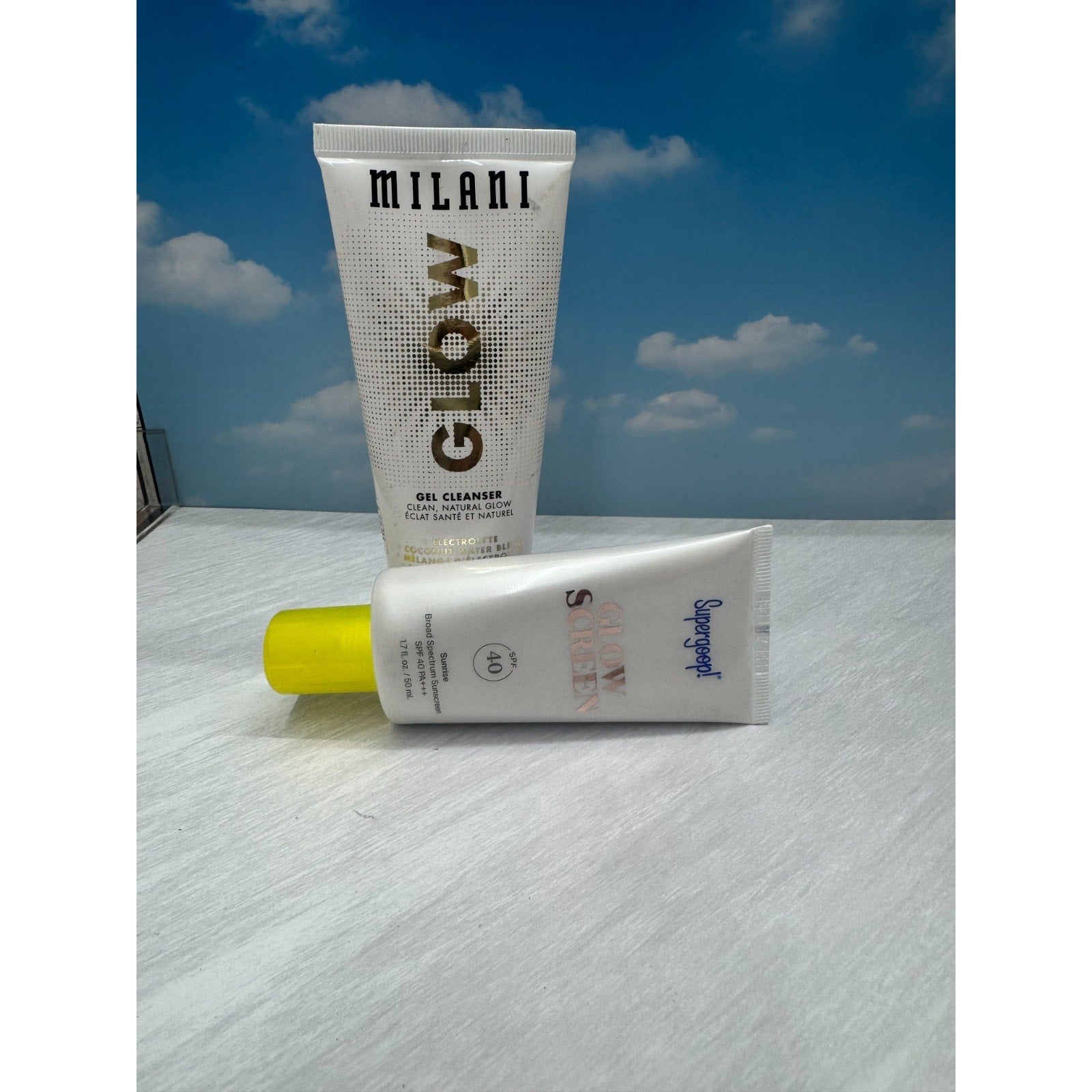Milani Glow Gel Cleanser 3.4oz + Supergoop Glow Screen SPF 40 Skincare Set