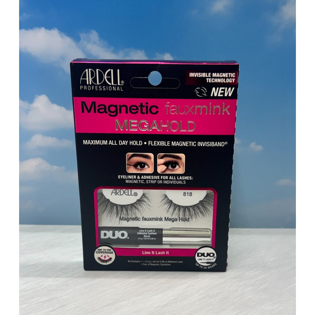 Ardell Magnetic Faux Mink Mega Hold 818 Eyelashes with DUO Adhesive Eyeliner Kit
