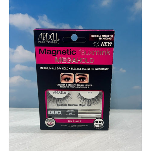 Ardell Magnetic Faux Mink Mega Hold 818 Eyelashes with DUO Adhesive Eyeliner Kit