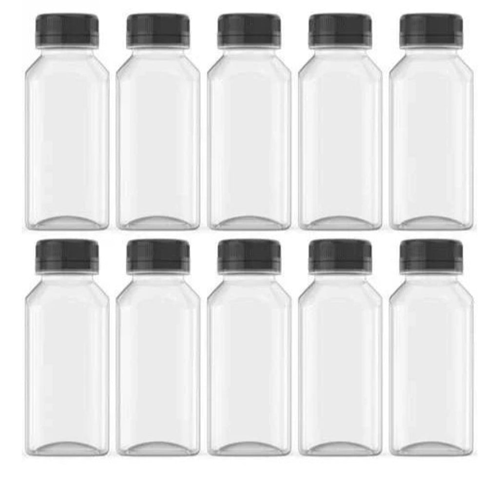 5 Pcs 8 Ounce Plastic Juice Bottles, Reusable Bulk Beverage Containers for Juice