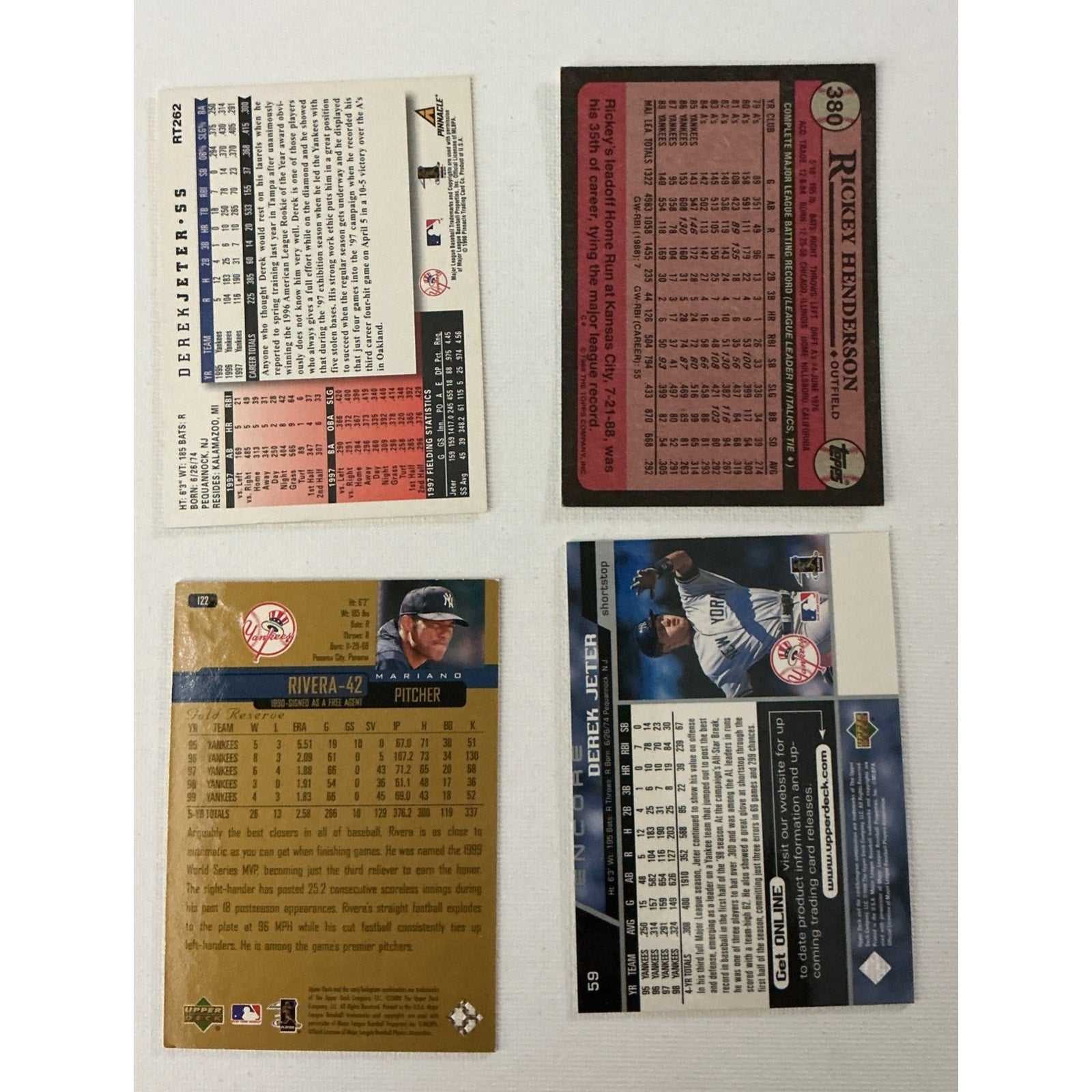 New York Yankees Baseball Cards Derek Jeter Rickey Henderson Mariano Rivera Goo