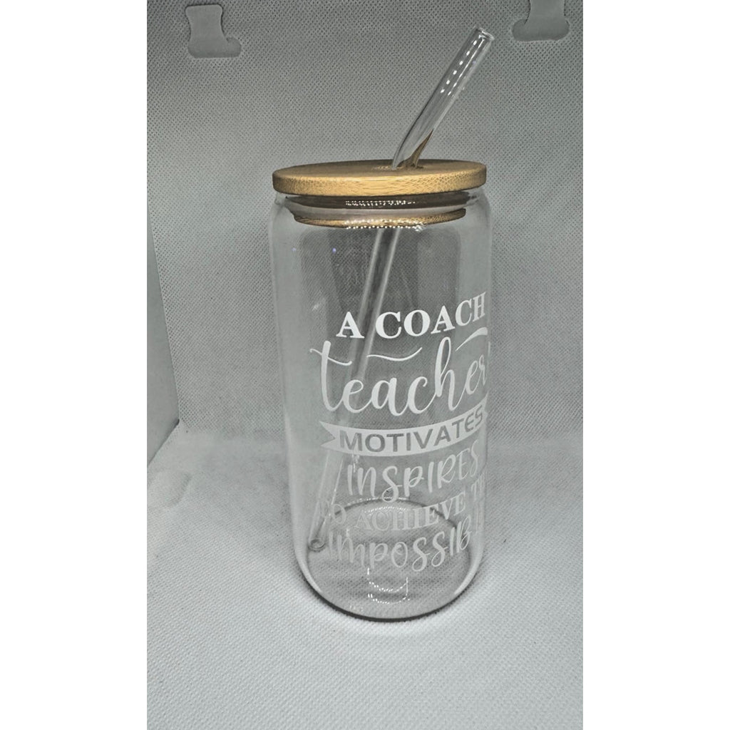 6 Pieza De Vaso De Vidrio Con Tapa De Bambú Y Pajita De Vidrio 16 Oz