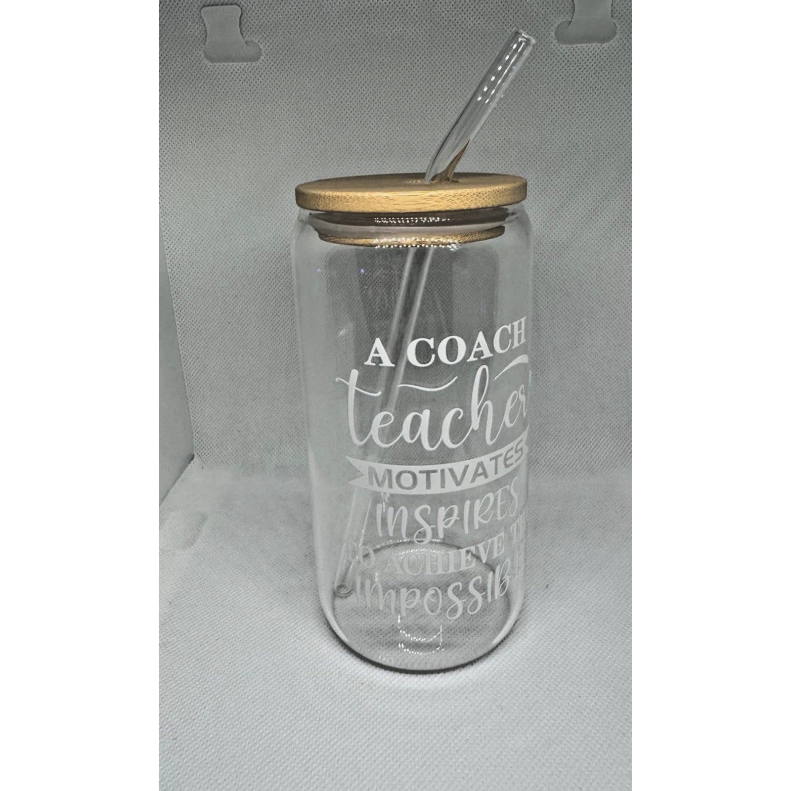 6 Pieza De Vaso De Vidrio Con Tapa De Bambú Y Pajita De Vidrio 16 Oz
