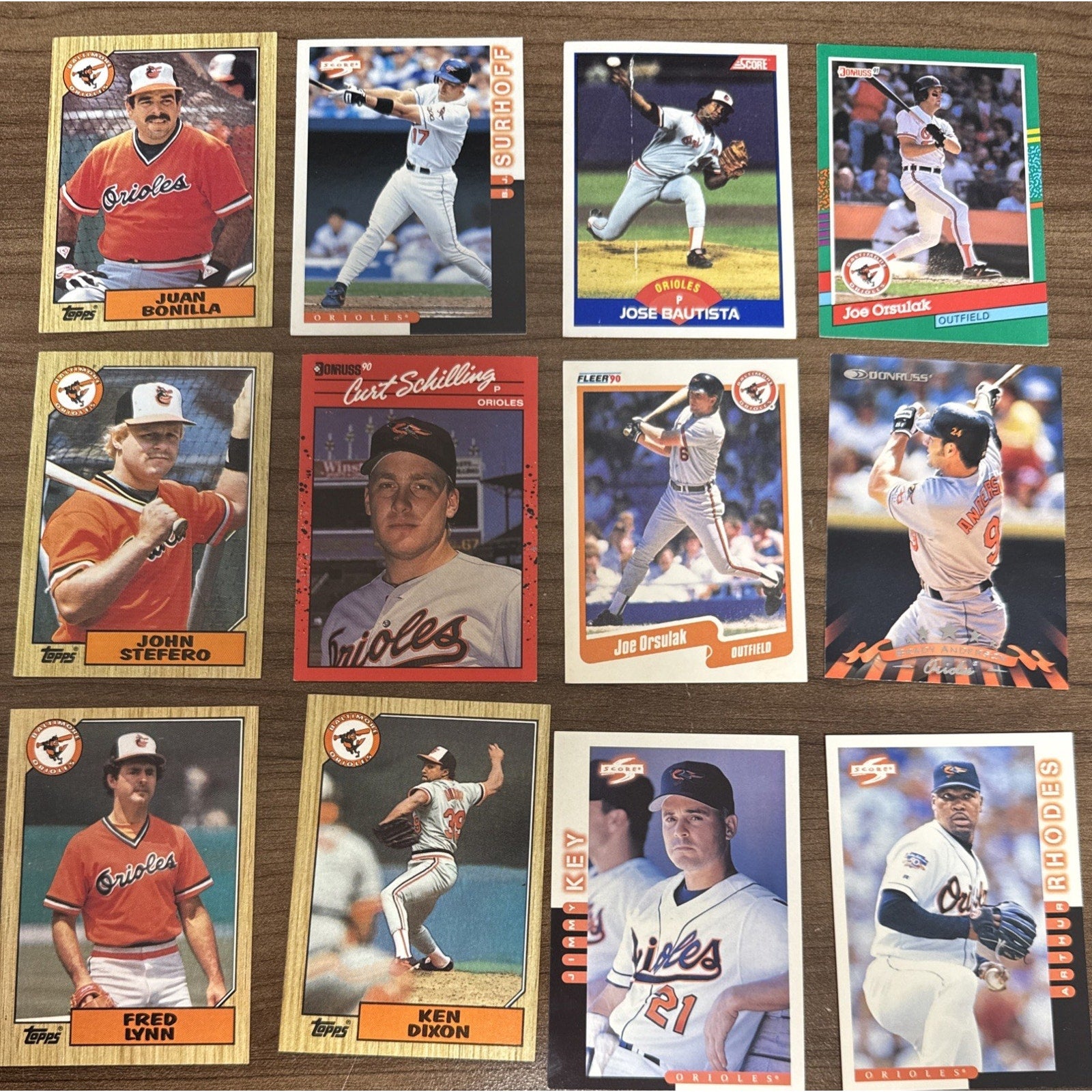 Lot of 57 Baltimore Orioles MLB Topps Baseball Trading Cards assorted 1980-1992