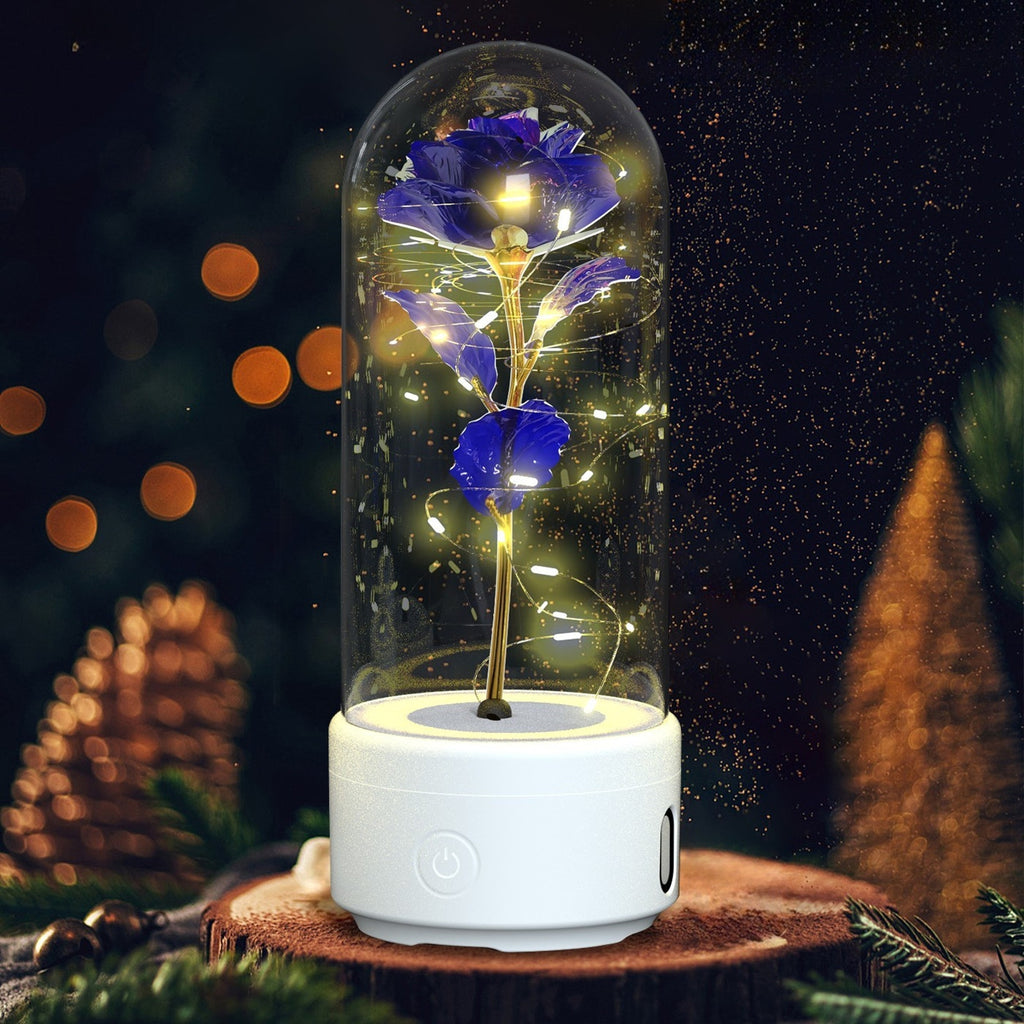 Eternally Enclosed Rose Flower - Featuring LED Lights and Bluetooth Speaker