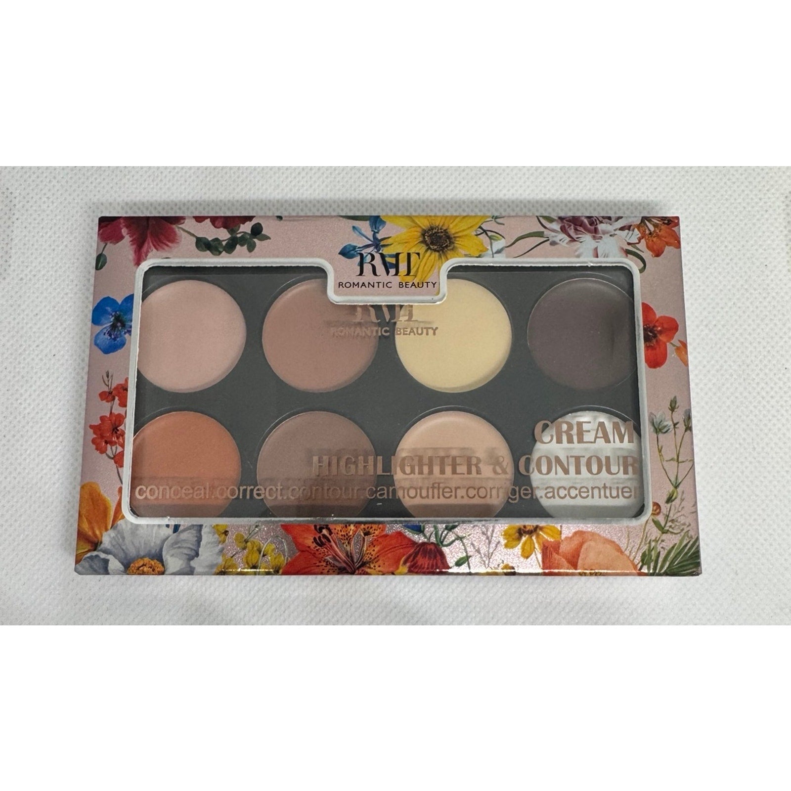 Romantic Beauty Cream Highlight & Contour Palette Set 8 Hues Conceal & Correct