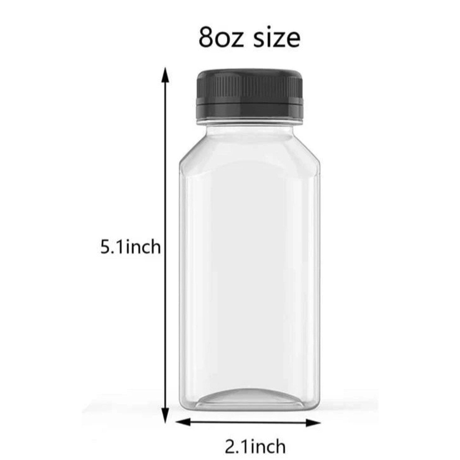 5 Pcs 8 Ounce Plastic Juice Bottles, Reusable Bulk Beverage Containers for Juice