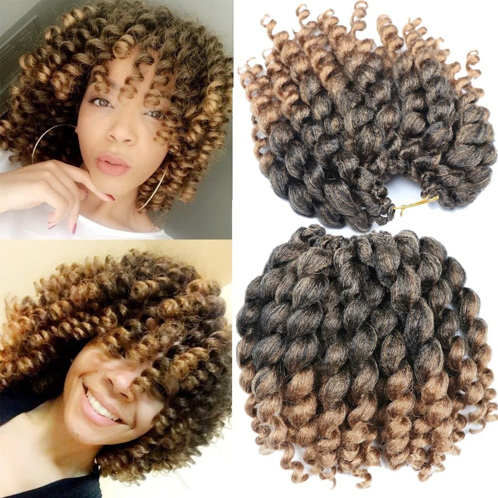 Crochet Braids Hair 2X Ringlet Wand Curl 3 Packs 8 inch Jamaican Twist Braidi...