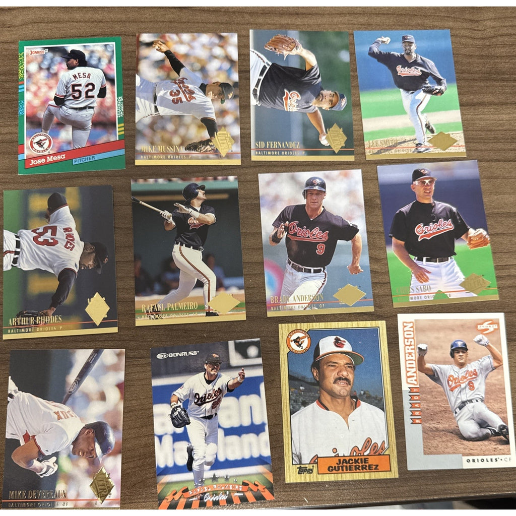 Lot of 57 Baltimore Orioles MLB Topps Baseball Trading Cards assorted 1980-1992
