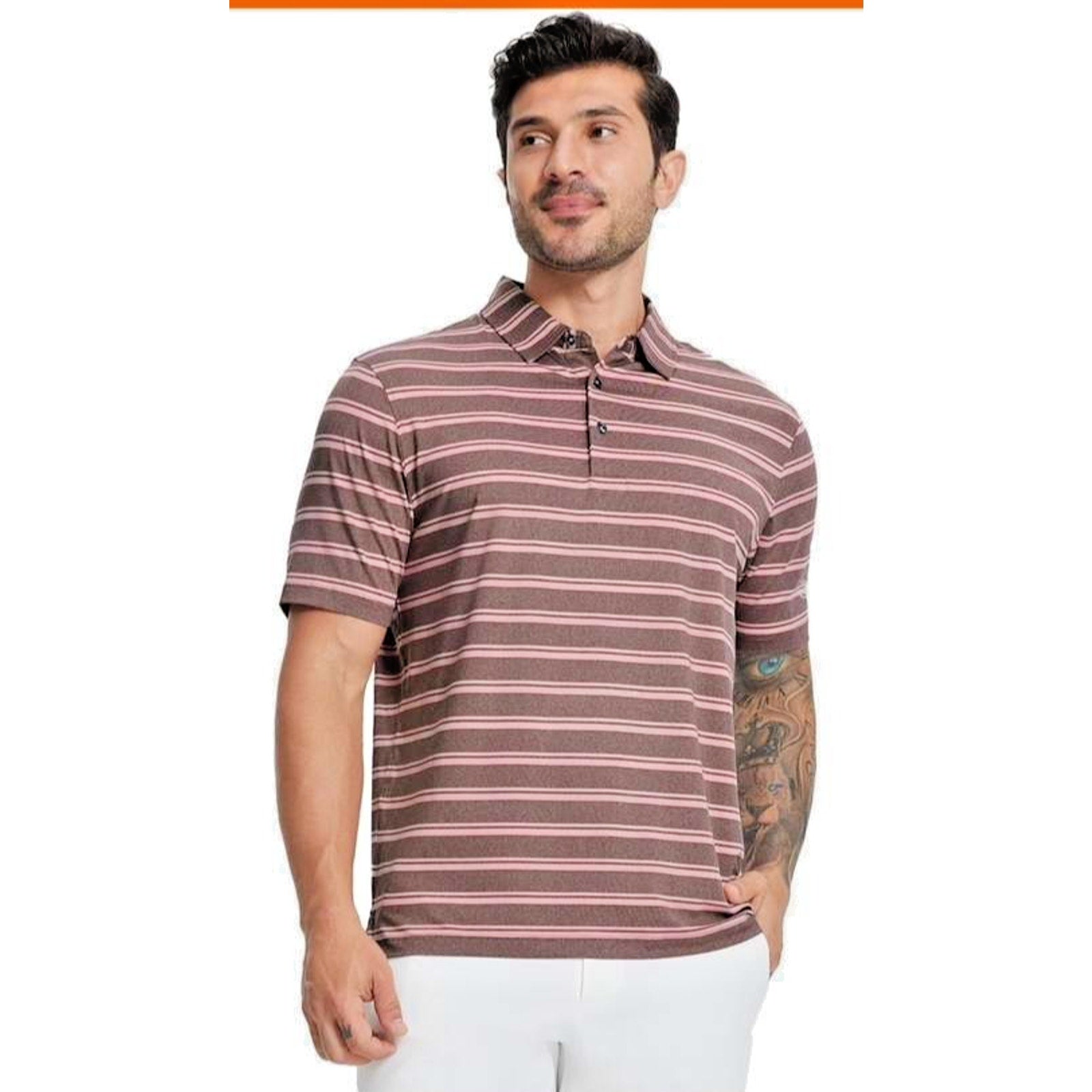Michel Rouen Performance Polo, Red & White Golf Polo Shirt, Men's Size M, NWOT