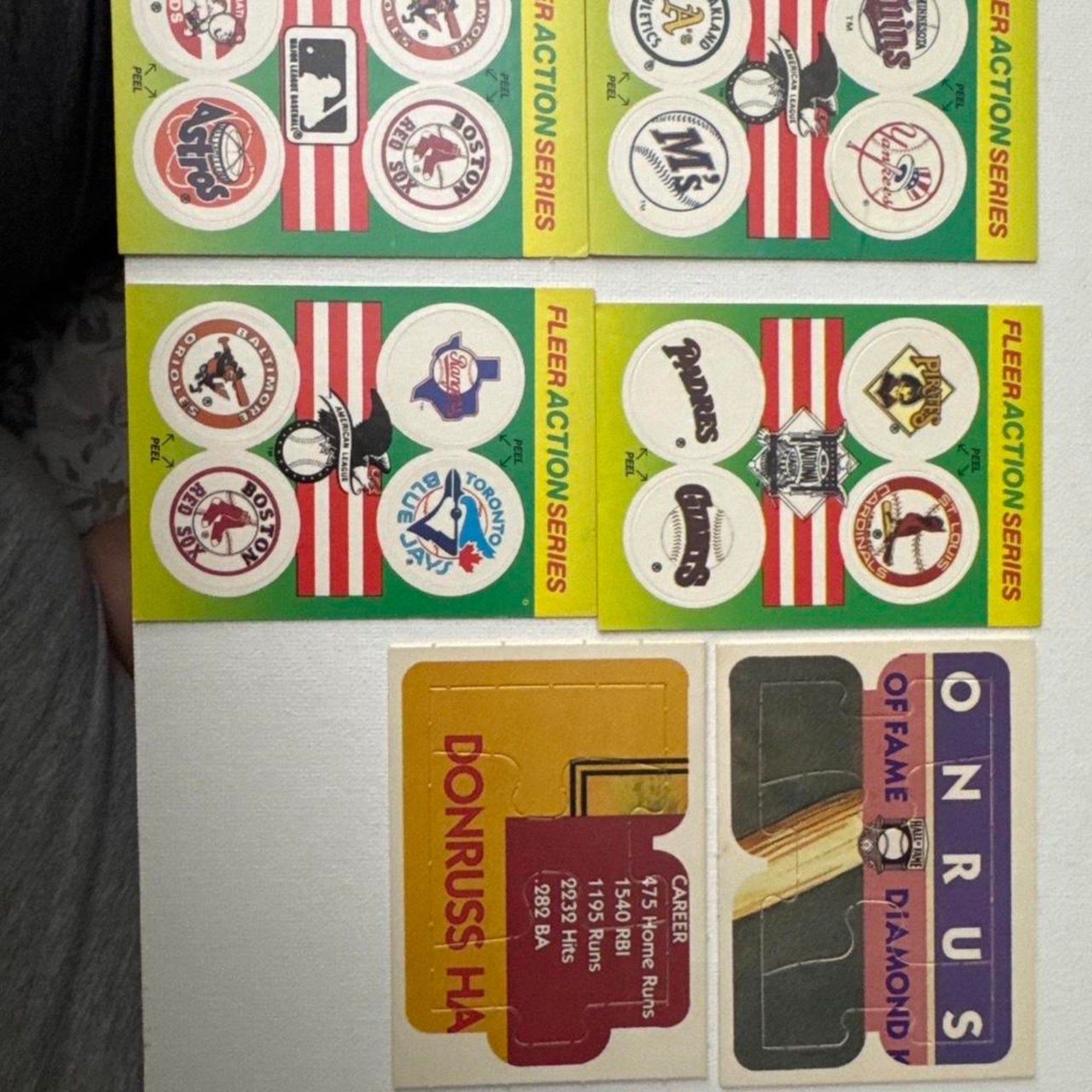 Fleer action series mlb stickers