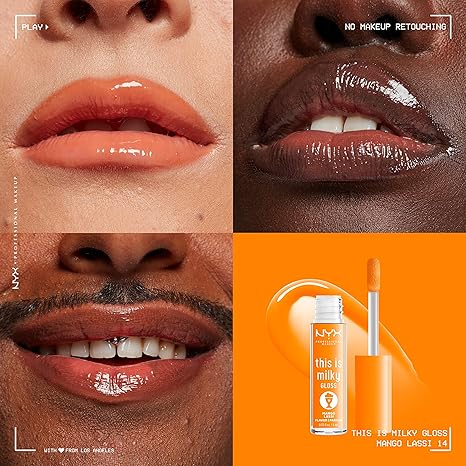 NYX PROFESSIONAL MAKEUP This Is Milky Gloss, Lip Gloss with 12 Hour Hydration, Vegan - Mango Lassi (Orange Cream)