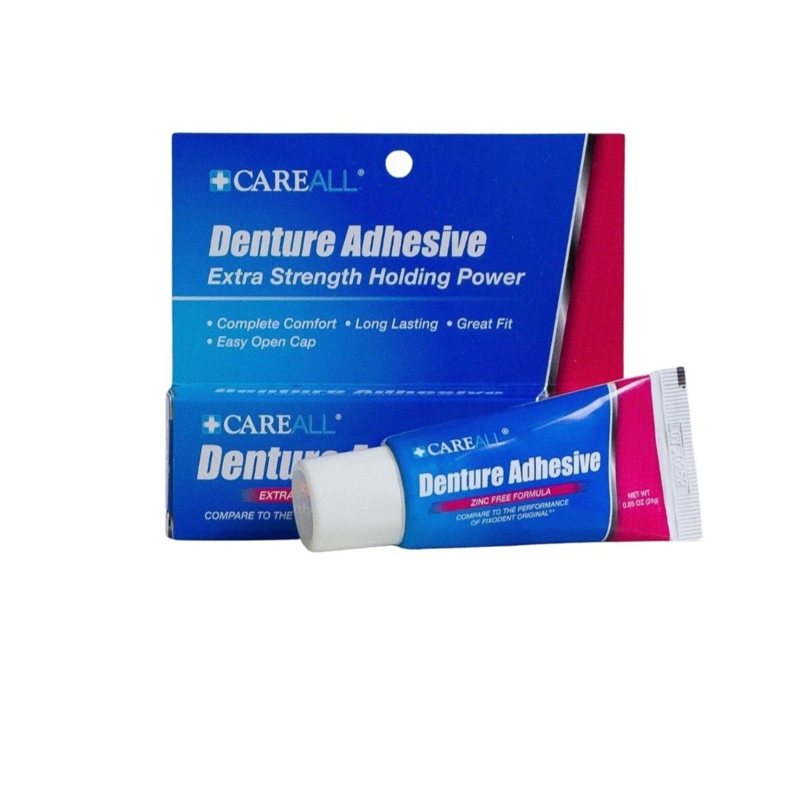 Careall Denture Adhesive Cream Zinc Free Extra Strength Natural Ingredients