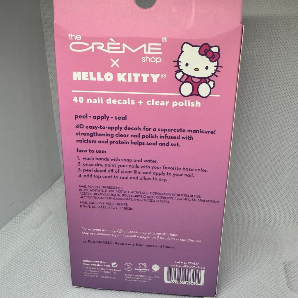 Limited Ed Hello Kitty Nail Decals 40 The CremeShop With Clear Polish