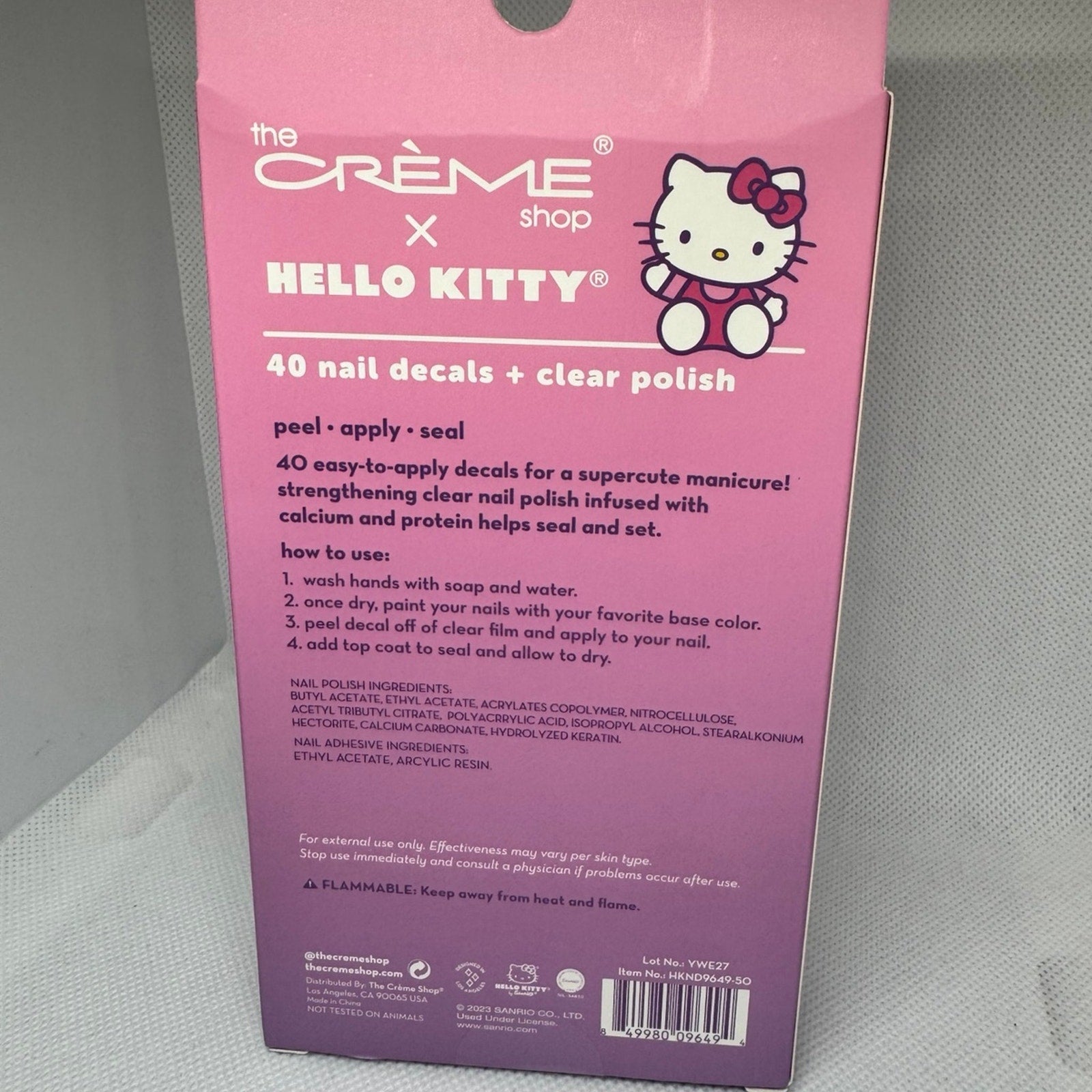 Limited Ed Hello Kitty Nail Decals 40 The CremeShop With Clear Polish