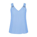 Summer Striped Sleeveless Tops for Women V-Neck Button Detail Loose Pullover Tank Blouse for Daily Wear Blue XL