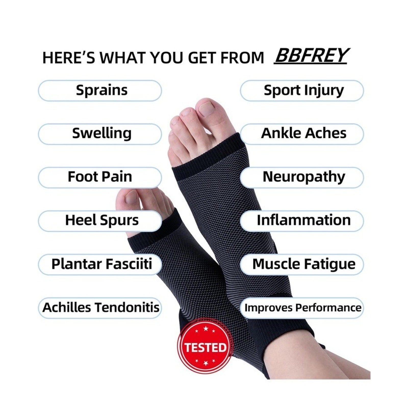 Compression Sleeve Support PLANTAR FASCIITIS Foot Pain Valgus Heel Ankle Socks L