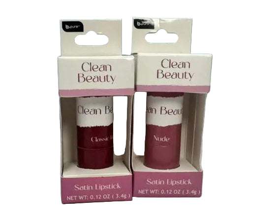 b.pure Clean Beauty Satin Lipstick nude + classic Red (set of2)