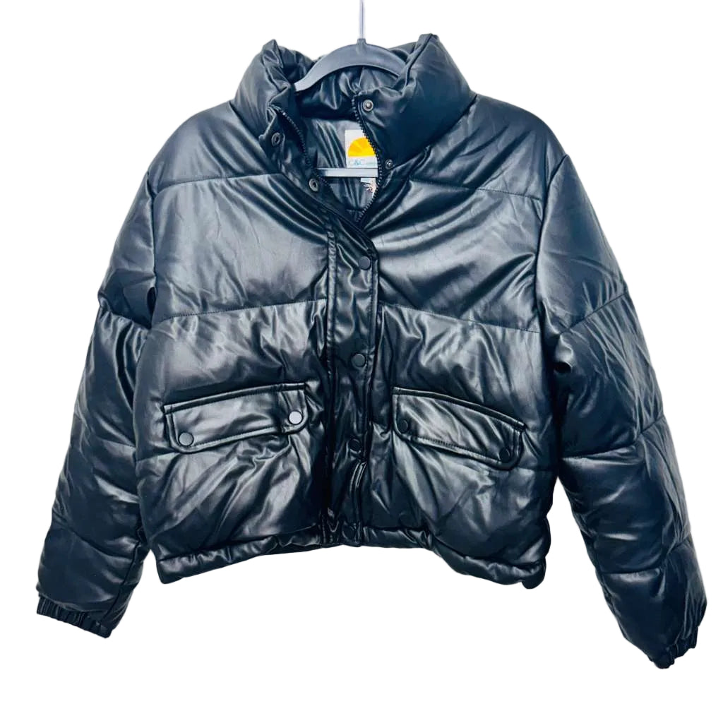 Women's C&C California black puffer jacket Size L new