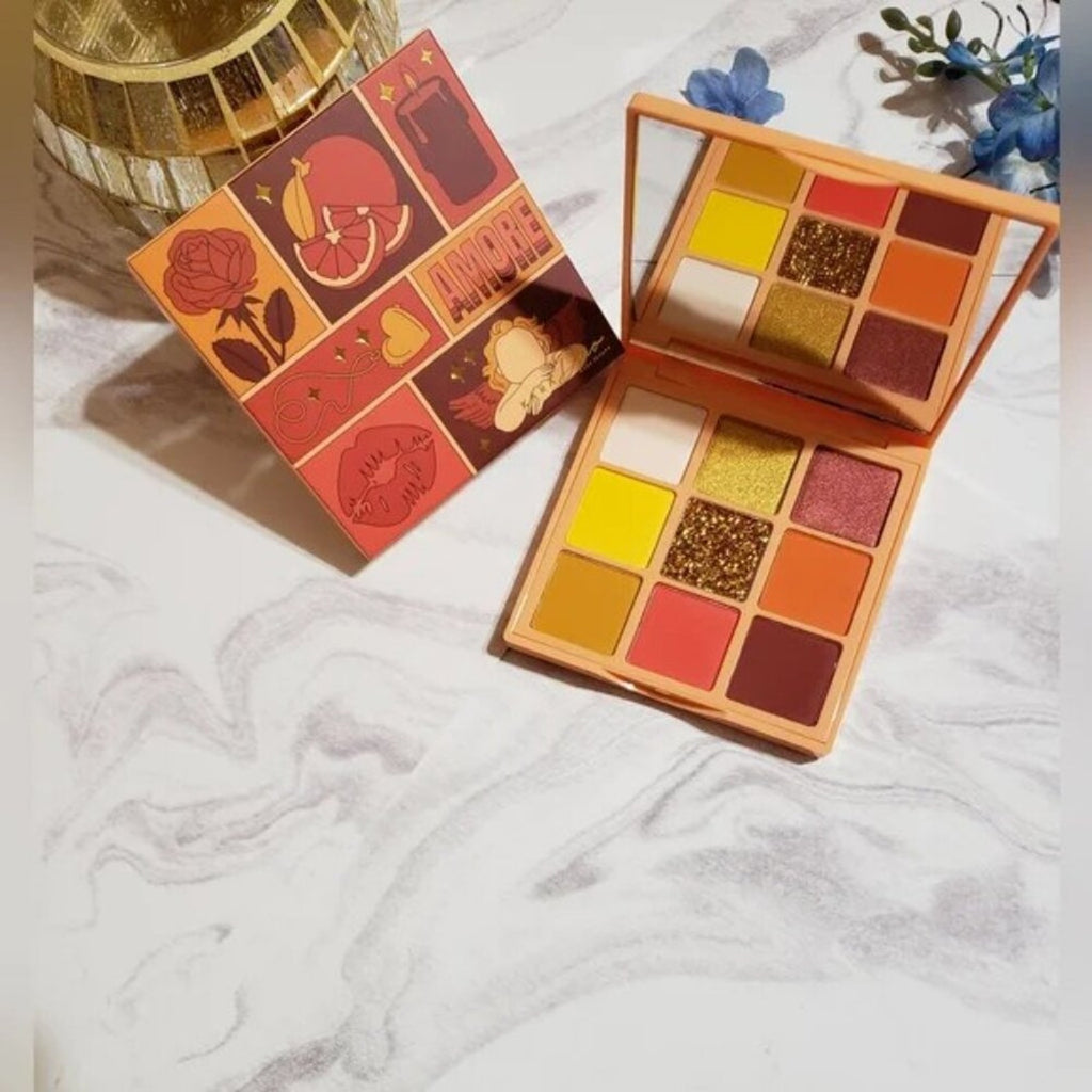 Amore Eyeshadow Palette – 9 Colors Highly Pigmented Glitter & Matte Eyeshadow