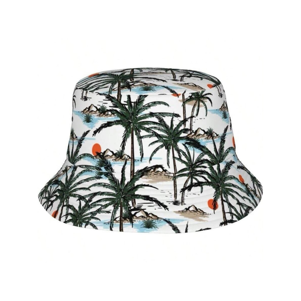 Tropical Print Bucket Hat, Black One Size, Unisex, Beach, Sun, Fishing, USA, NWT