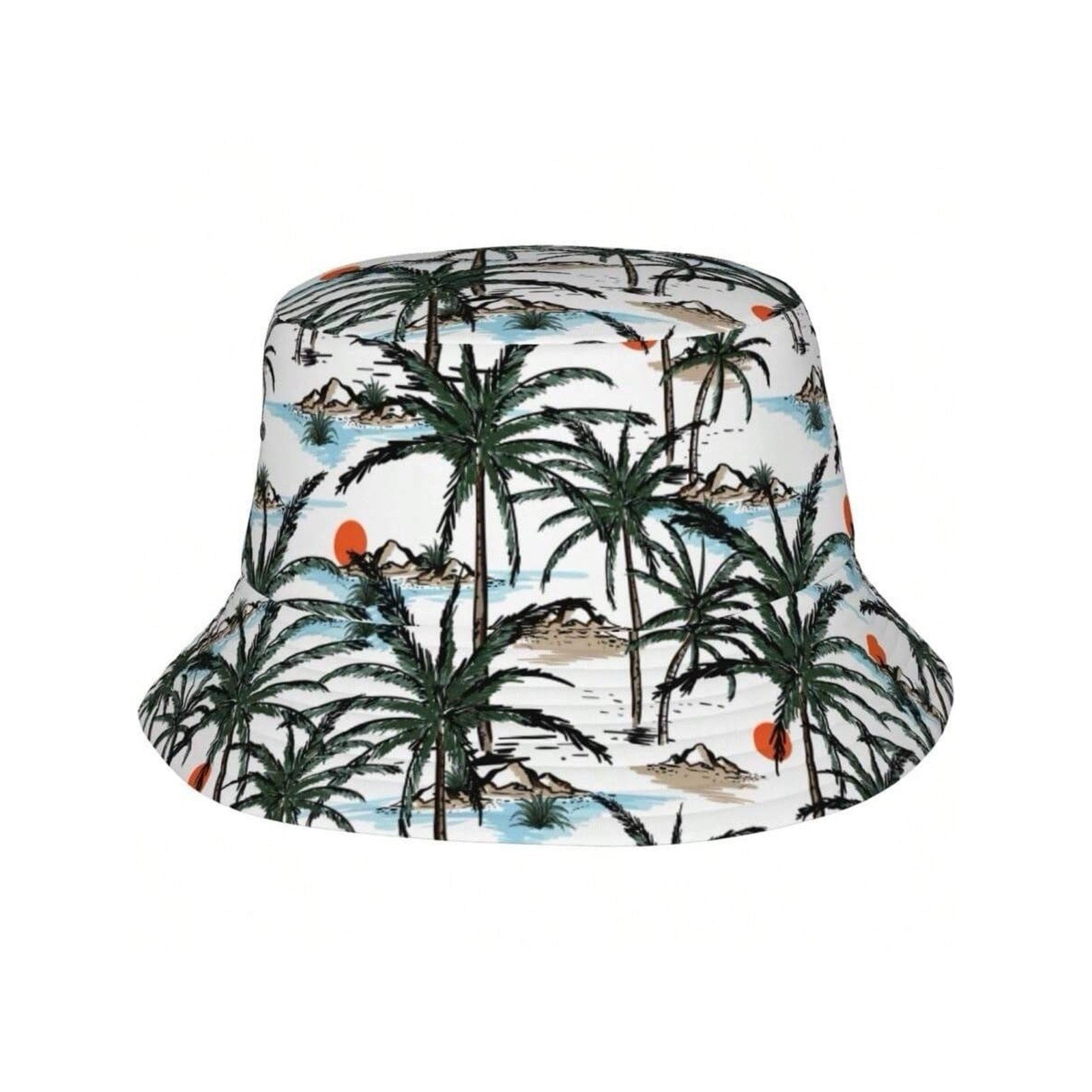 Tropical Print Bucket Hat, Black One Size, Unisex, Beach, Sun, Fishing, USA, NWT