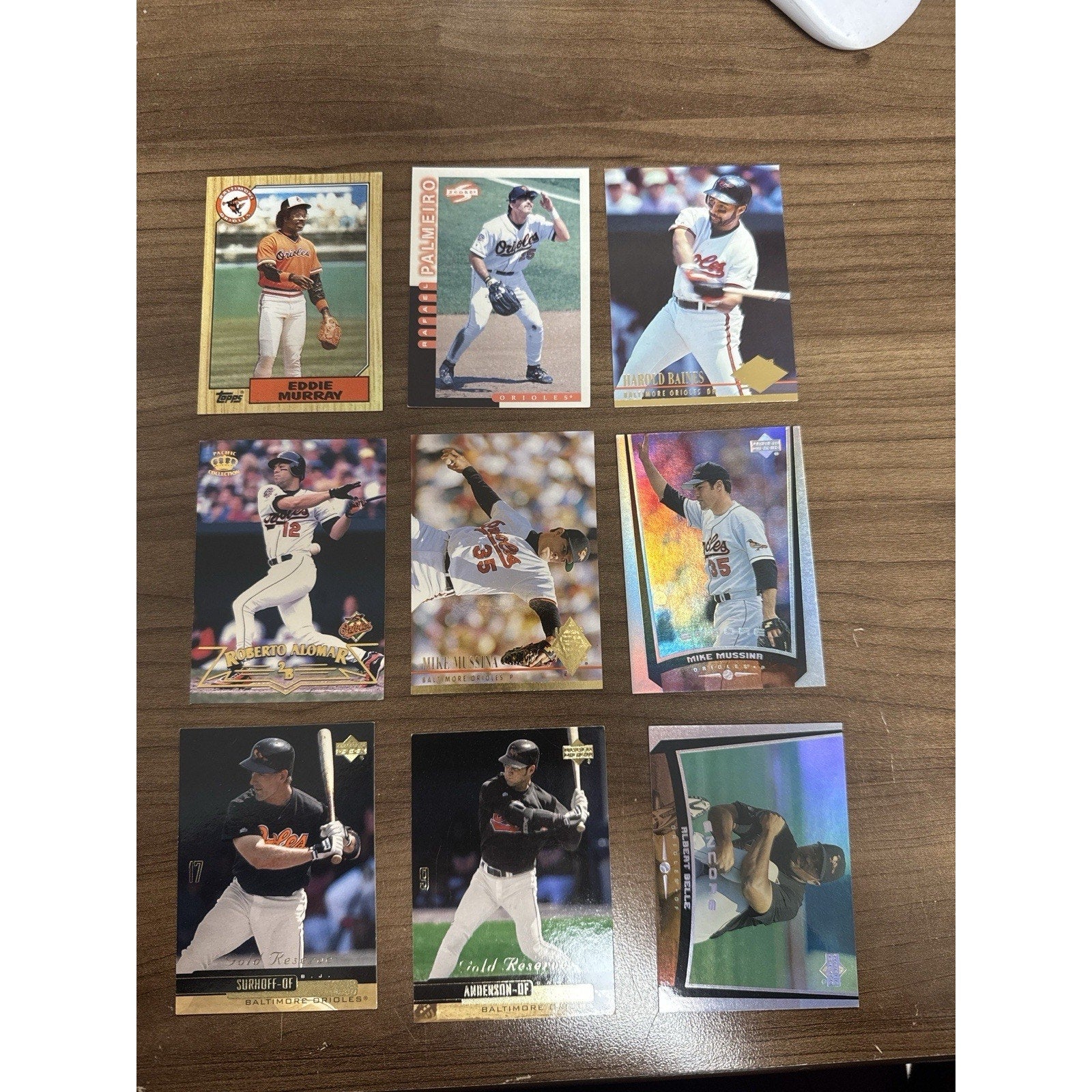 Baltimore Orioles Stars Card Lot Of 9 Cards Murray, Alomar Mussina Palmeiro