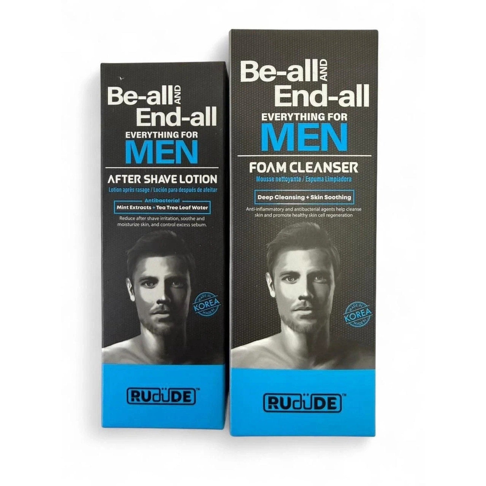 Rude Be-all and End-all Men Skincare Set Foam Cleanser & After Shave Lotion