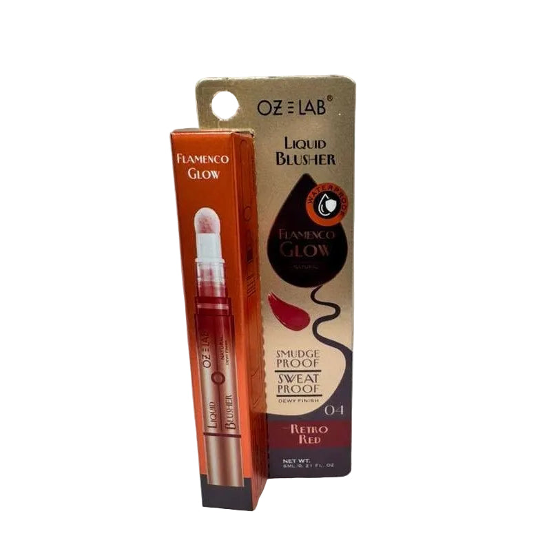 Oz lab Liquid blusher smudge proof, sweat proof, water proof dewy finish 0.21oz 04 retro red