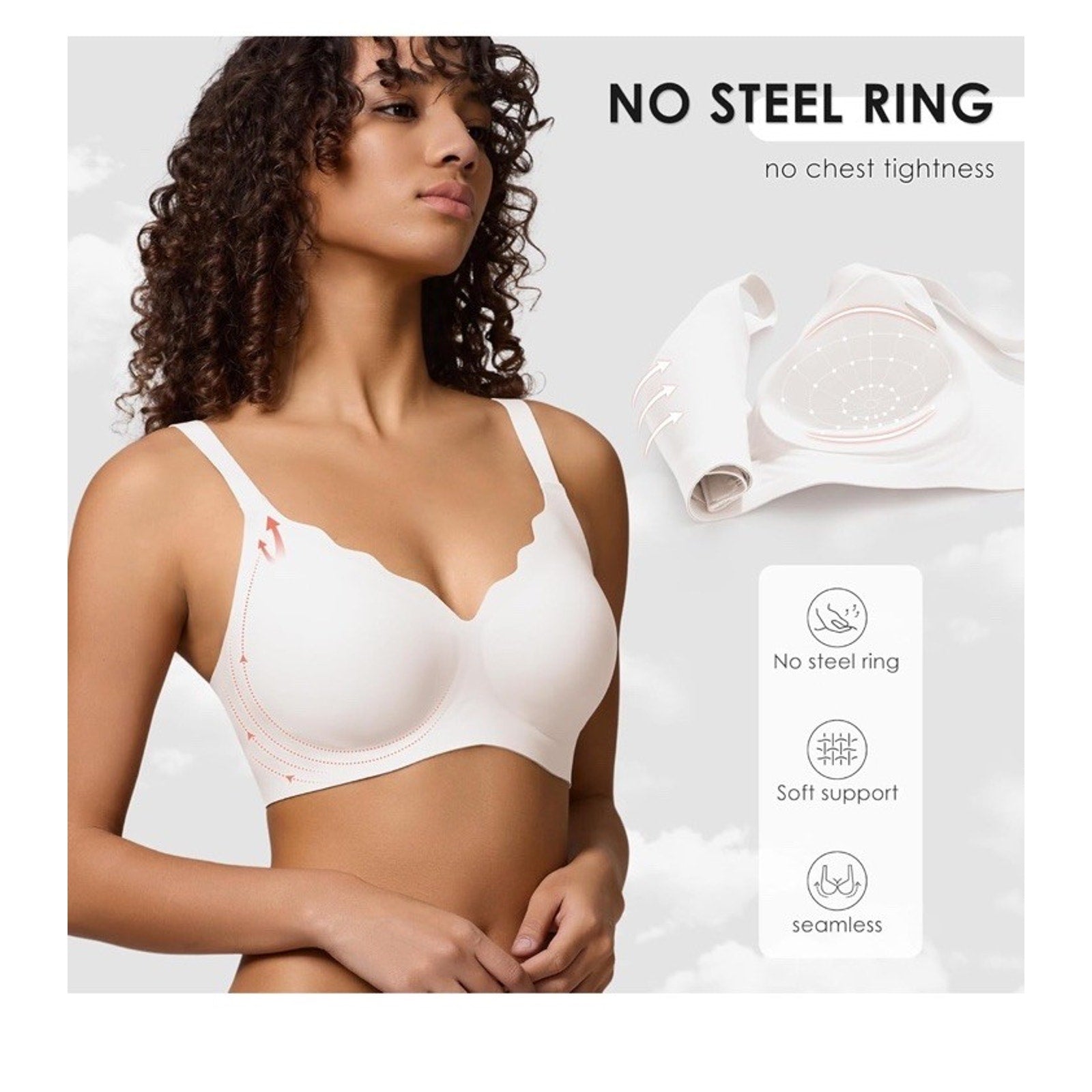 Wireless Seamless Jelly Bra for Women with Support No Underwir XXL