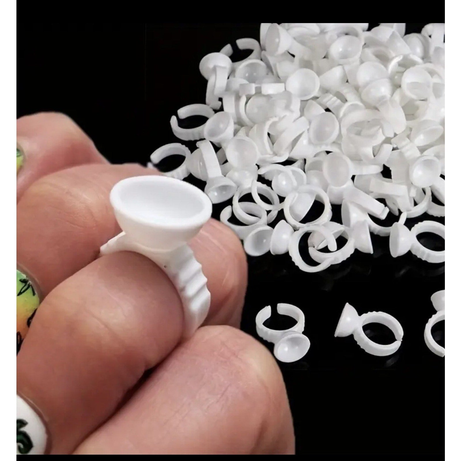 100 Piezas De Anillos De Tatuaje Vasos Desechables Soporte De Pegamento y tinta