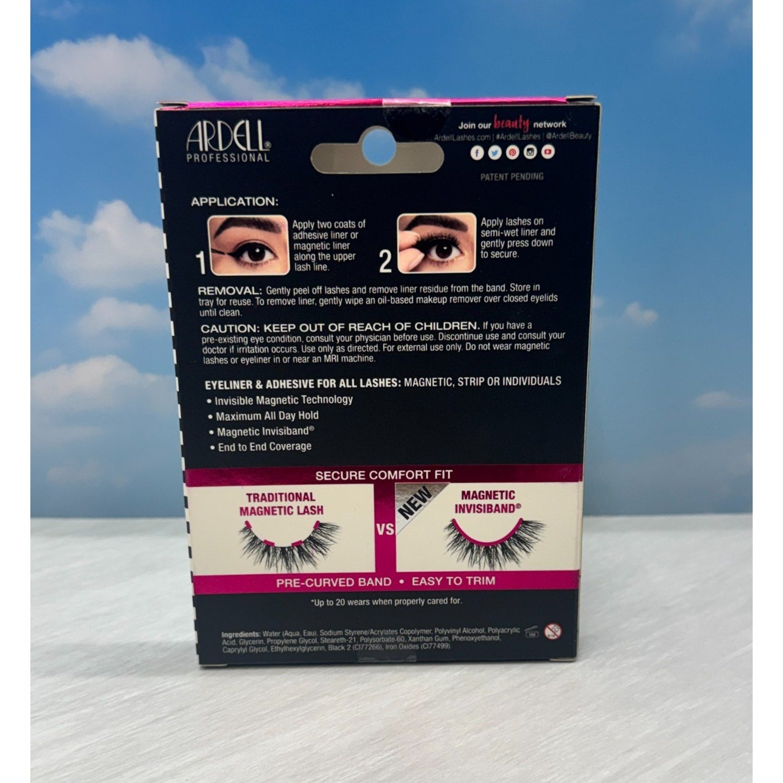 Ardell Magnetic Faux Mink Mega Hold 818 Eyelashes with DUO Adhesive Eyeliner Kit