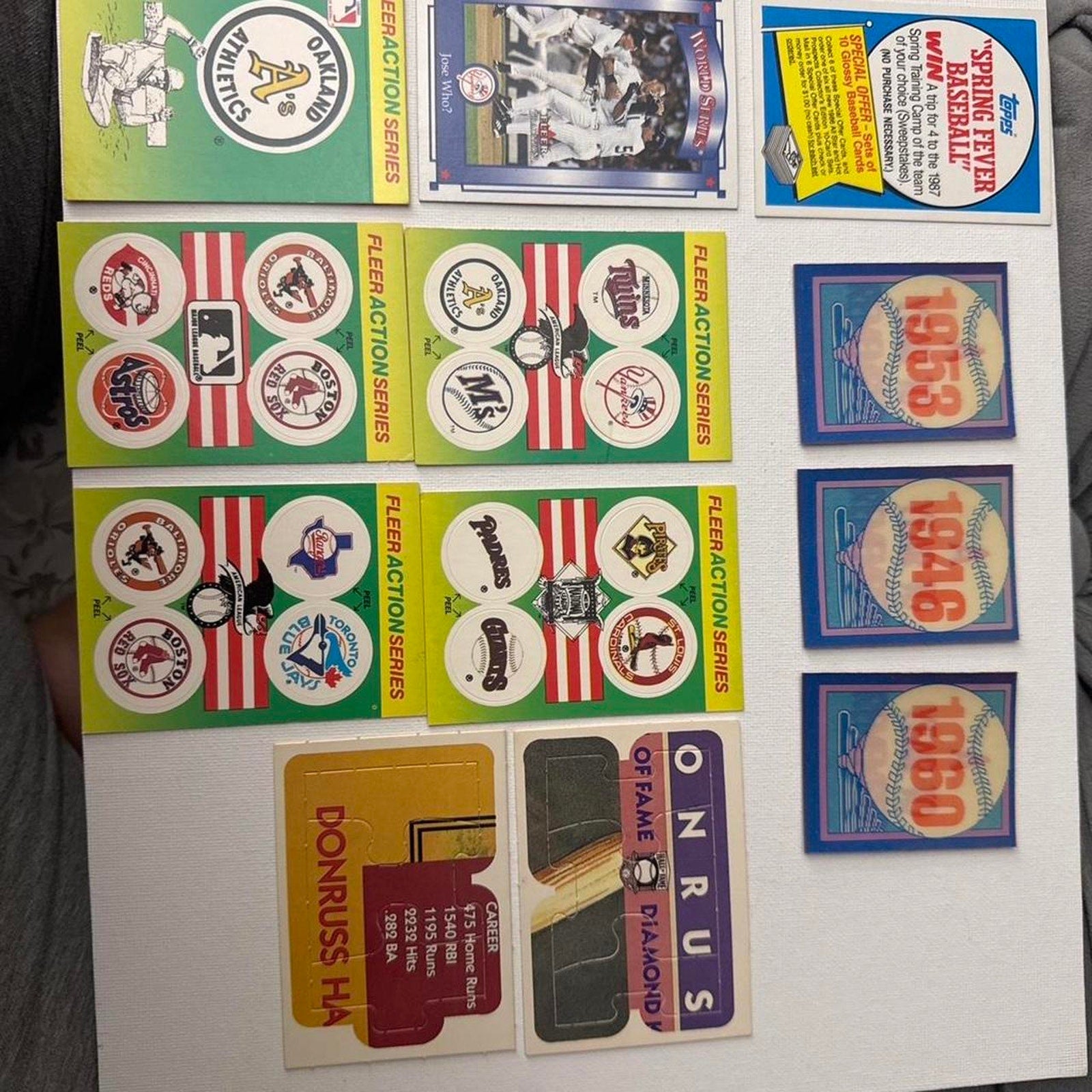 Fleer action series mlb stickers