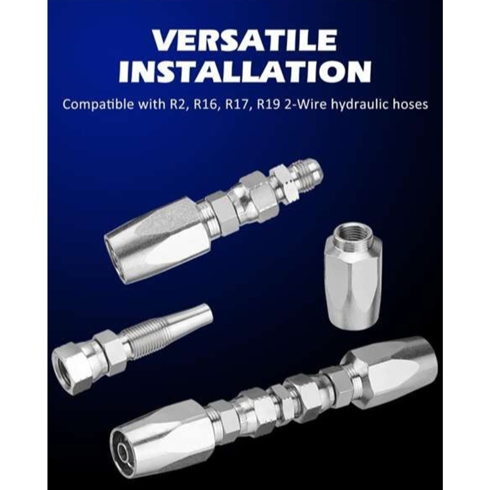 2x Hydraulic Hose Repair Kits - 3/8 ID 2-Wire Hose Reusable Field Repair Fitting
