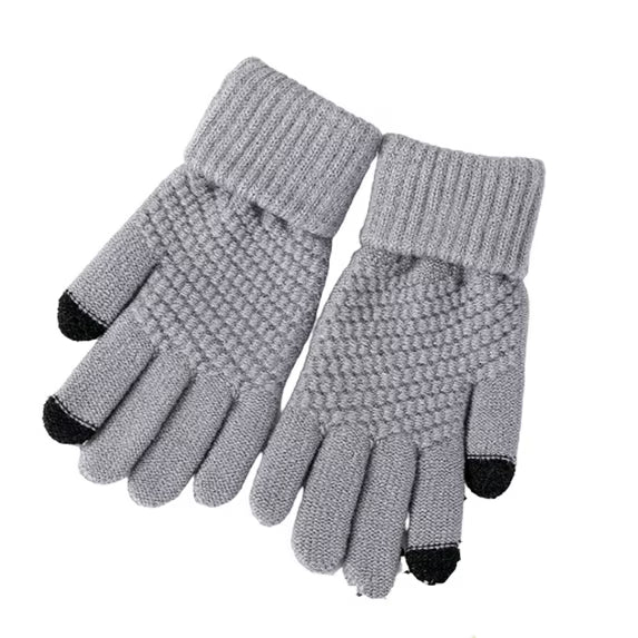 1 Pair Winter Men Women Knitting Touch-screen Non-slip Gloves Warmer Mittens