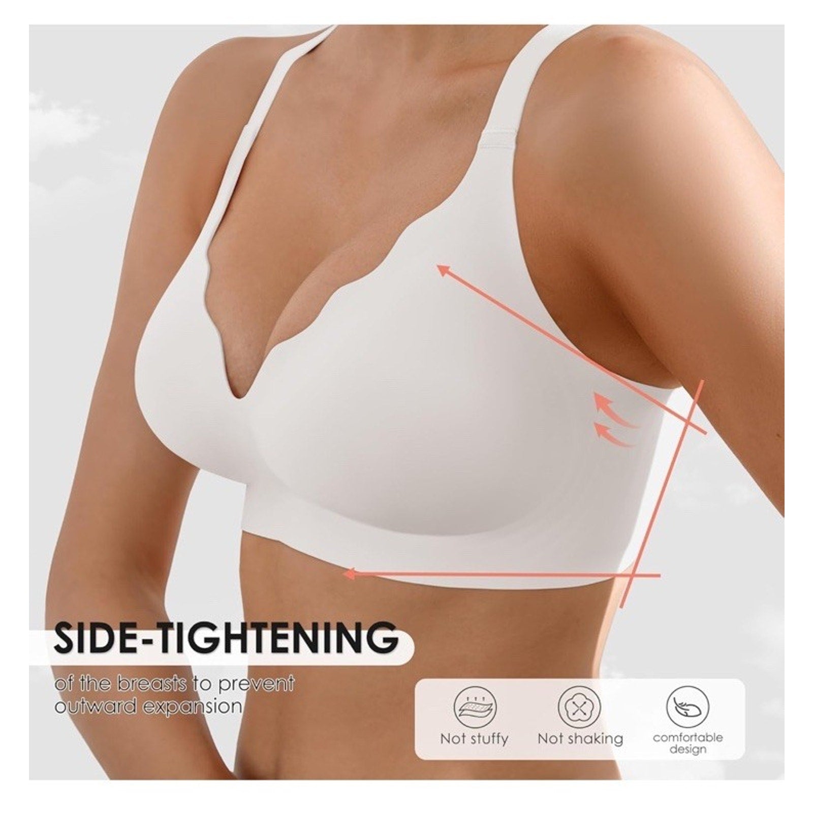 Wireless Seamless Jelly Bra for Women with Support No Underwir XXL