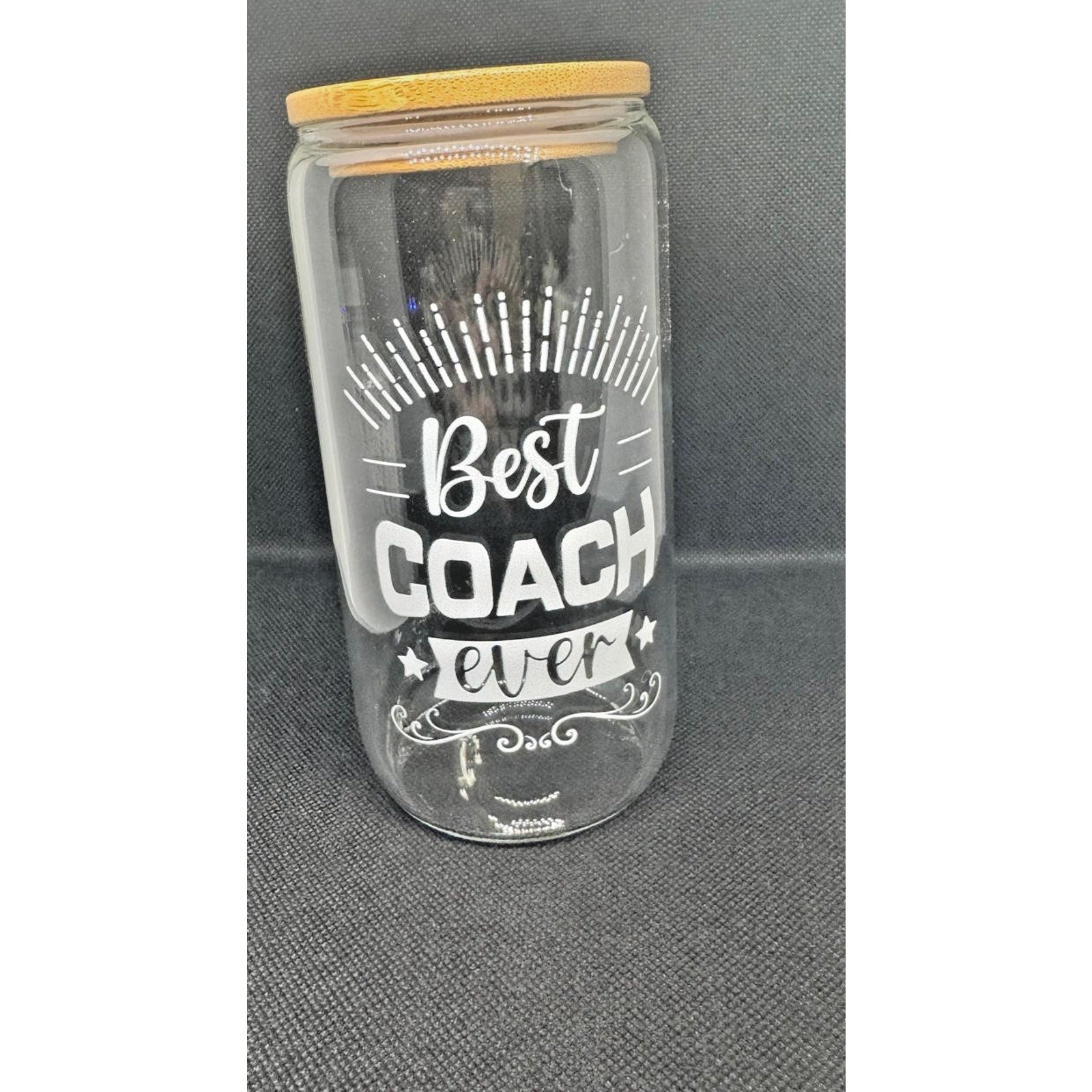 6 Pieza De Vaso De Vidrio Con Tapa De Bambú Y Pajita De Vidrio 16 Oz