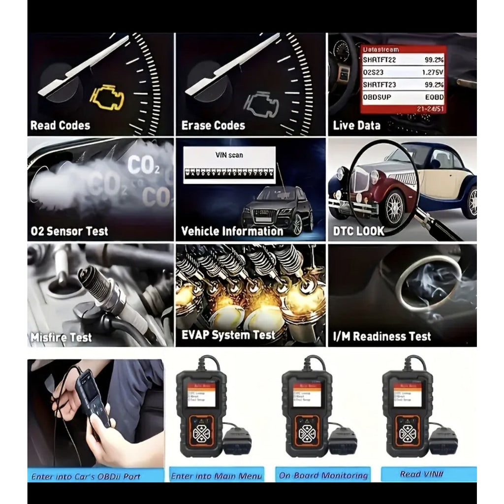 Professional OBD2 Car Scanner Diagnostic Tool. Read and Clear Vehicle Codes.