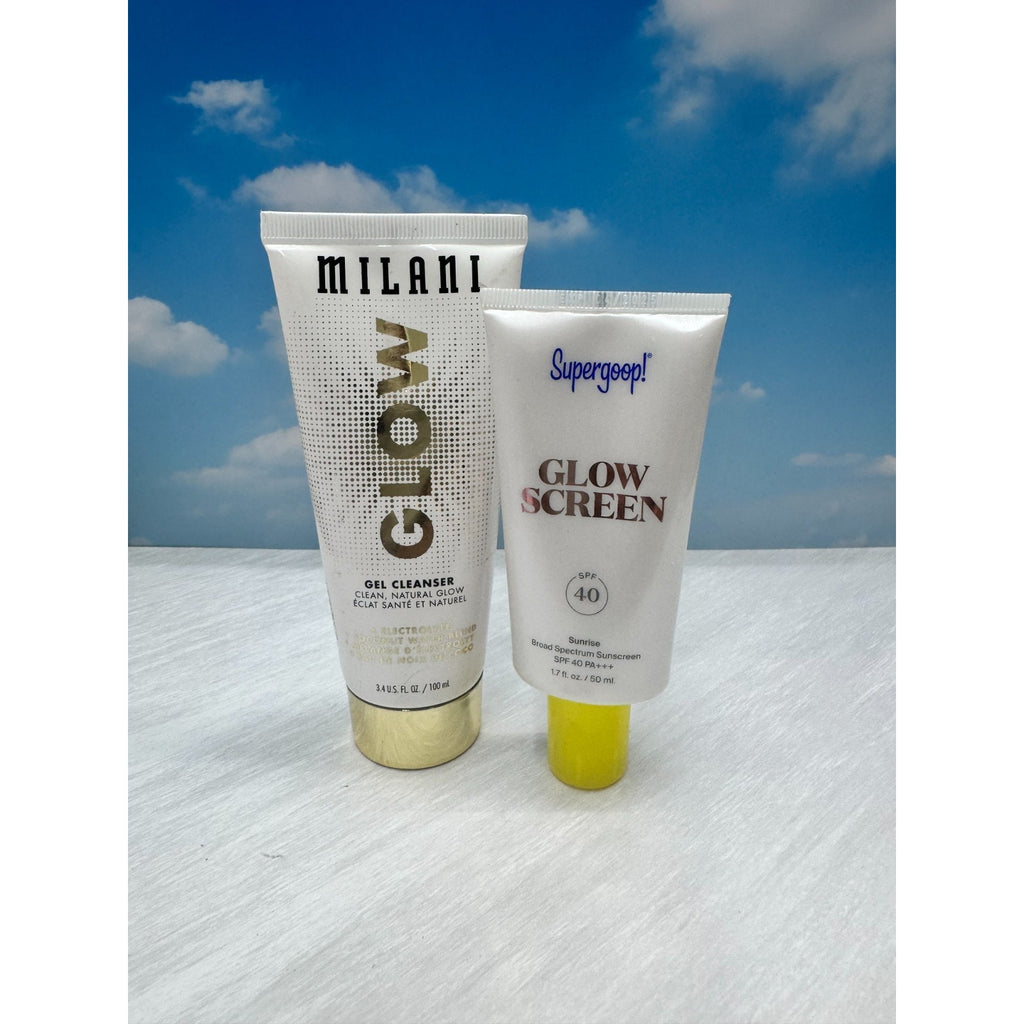 Milani Glow Gel Cleanser 3.4oz + Supergoop Glow Screen SPF 40 Skincare Set
