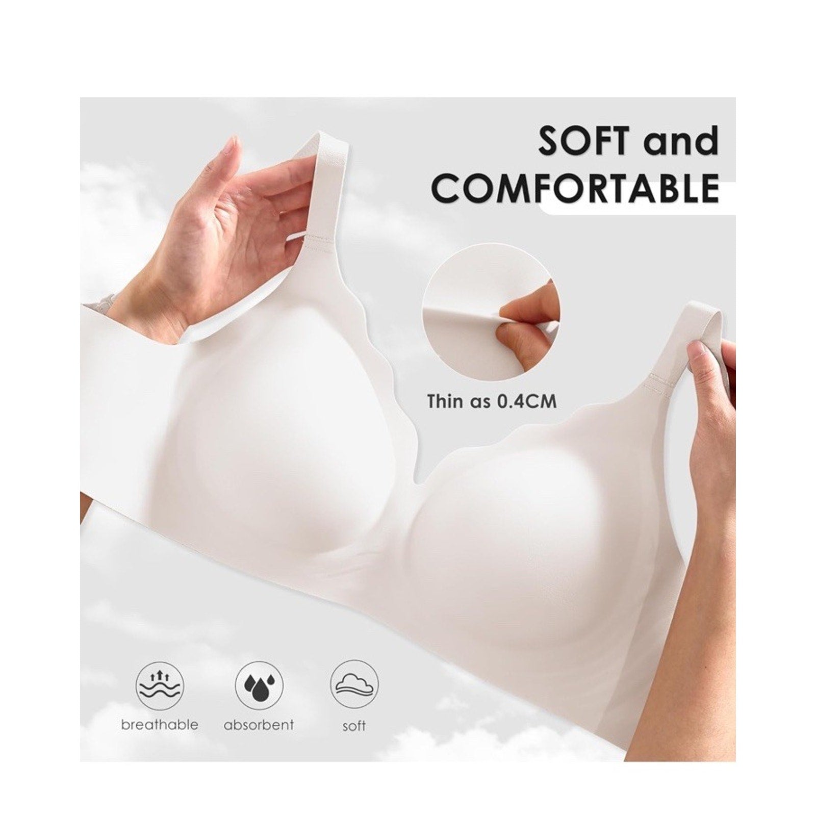 Wireless Seamless Jelly Bra for Women with Support No Underwir XXL