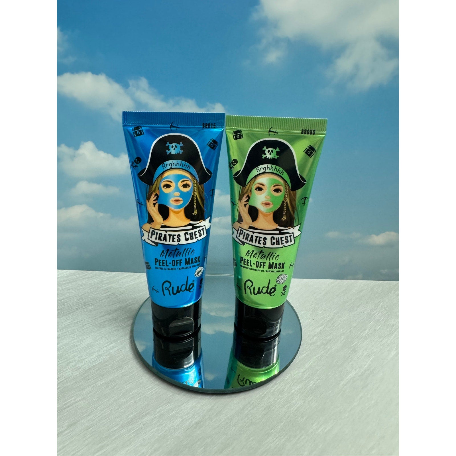 Rude Pirates Chest Metallic Peel Off Mask Set Blue & Green K-Beauty Face Mask Duo