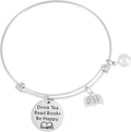 Bracelet that says: Drink tea, read books, be happy.