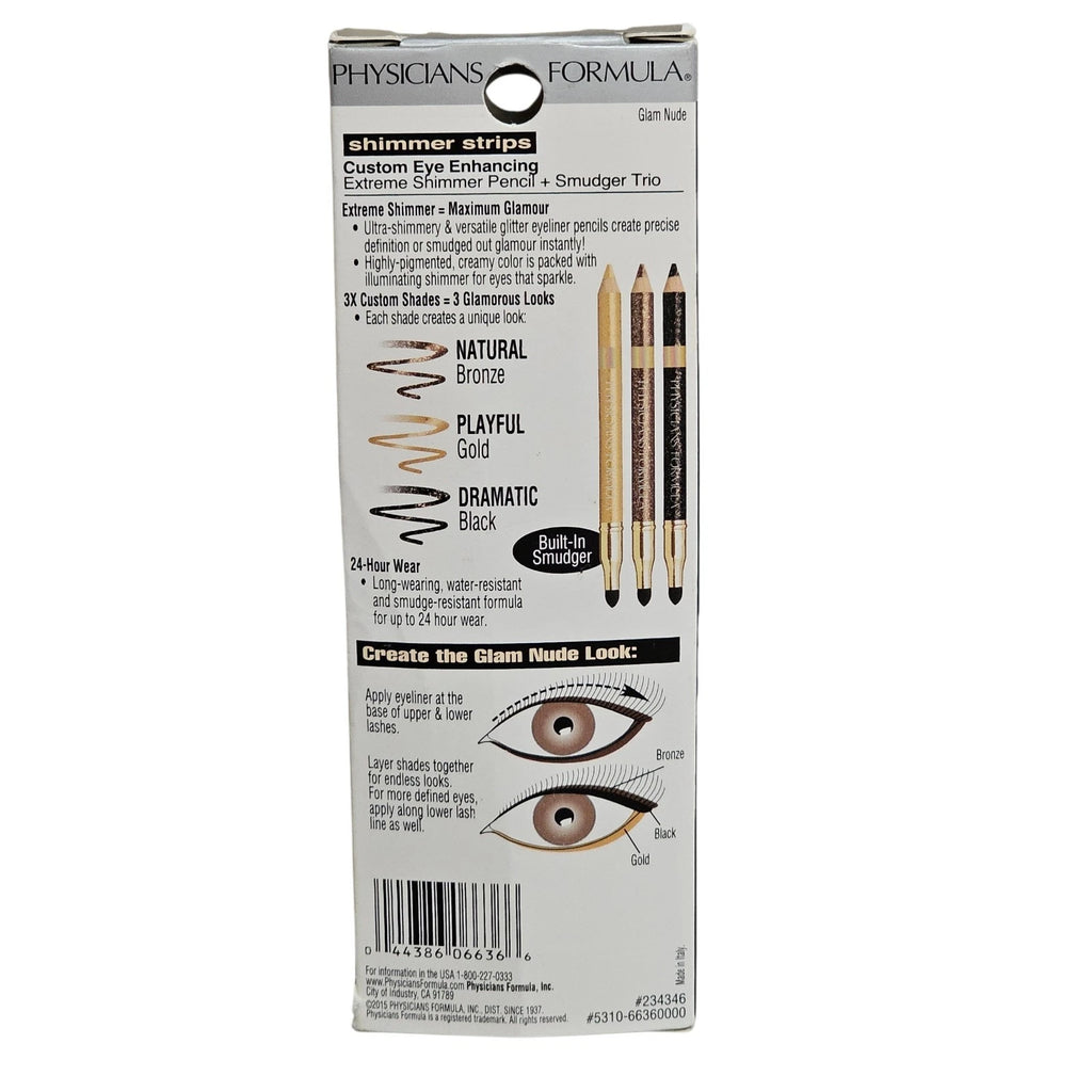 Physicians Formula Shimmer Strips Custom Eye Enhancing Eyeliner Pencil Smudger trio